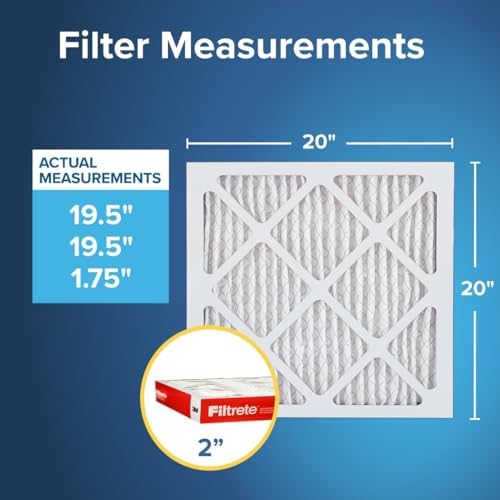 Filtrete 20x20x2 AC Furnace Air Filter, MERV 11, MPR 1000, Allergen Defense, 3-Month Pleated 2-Inch Electrostatic Air Cleaning Filter, 4 Pack (Actual Size 19.5 x 19.5 x 1.75 in) - - Image 2