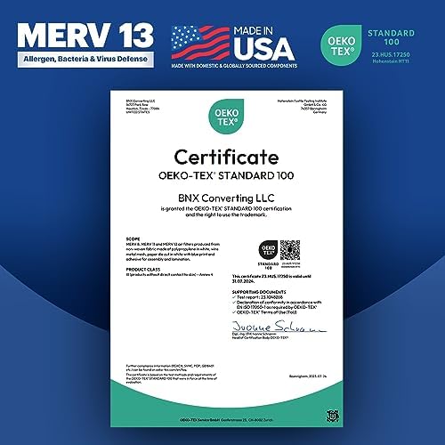 BNX TruFilter 20x20x1 MERV 13 (4-Pack) AC Furnace Air Filter - MADE IN USA - Electrostatic Pleated Air Conditioner HVAC AC Furnace Filters - Removes Pollen, Mold, Bacteria, Smoke - - Image 6