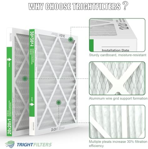 TRIGHTFILTERS 20x20x1 Air Filter 2 Pack, Durable MERV 8 Pleated Home HVAC AC Furnace Filters, Lightweight Compact Air Conditioner Filter Replacement - - Image 4