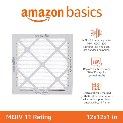 Amazon Basics 12x12x1 Air Filter 6-Pack, MERV 11 AC Furnace Filters, Dust, Pet, Allergy Control, Removes Pollen and Lint (Actual Size 11.75" x 11.75" x 0.75") - - Image 2