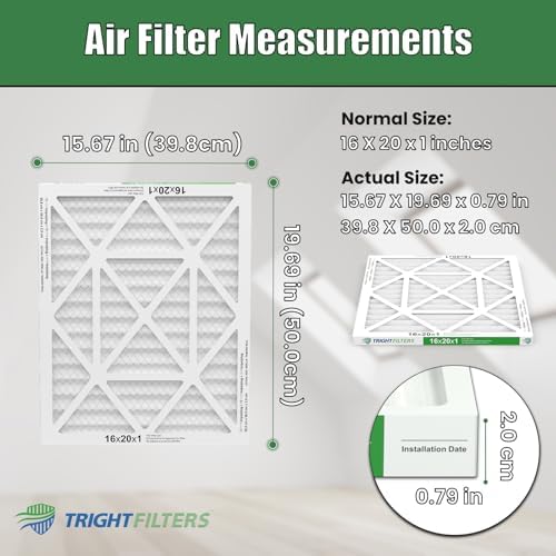 TRIGHTFILTERS 16x20x1 Air Filter 4 Pack, Durable MERV 8 Pleated Home HVAC AC Furnace Filters, Lightweight Compact Air Conditioner Filter Replacement - - Image 2