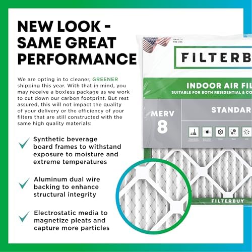 Filterbuy 20x20x4 Air Filter MERV 8 Essential Dust & Allergy Defense (1-Pack), Electrostatic Pleated HVAC AC Furnace Filters Replacement (Actual Size: 19.50 x 19.50 x 3.63) : Home & Kitchen - Image 3