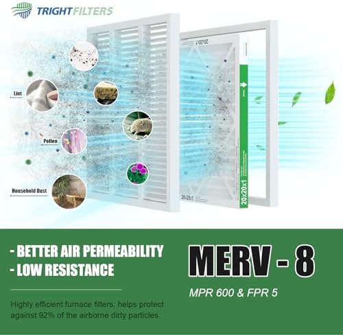 TRIGHTFILTERS 20x20x1 Air Filter 2 Pack, Durable MERV 8 Pleated Home HVAC AC Furnace Filters, Lightweight Compact Air Conditioner Filter Replacement - - Image 5