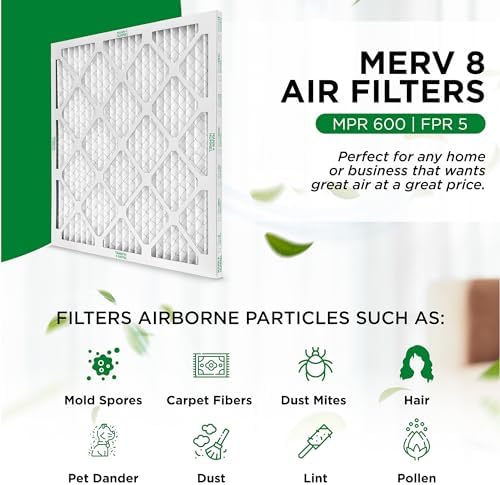 Mann+Hummel 20x20x2 MERV 8 Pleated HVAC AC Furnace Air Filters. Case of 12. (Exact Size: 19.5 x 19.5 x 1.75 Inches) : Home & Kitchen - Image 4