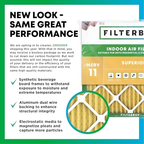 Filterbuy 20x20x4 Air Filter MERV 11 Superior Pet & Allergy Defense (6-Pack), Electrostatic Pleated HVAC AC Furnace Filters Replacement (Actual Size 19.50 x 19.50 x 3.63) - Replacement Furnace Filters - - Image 3
