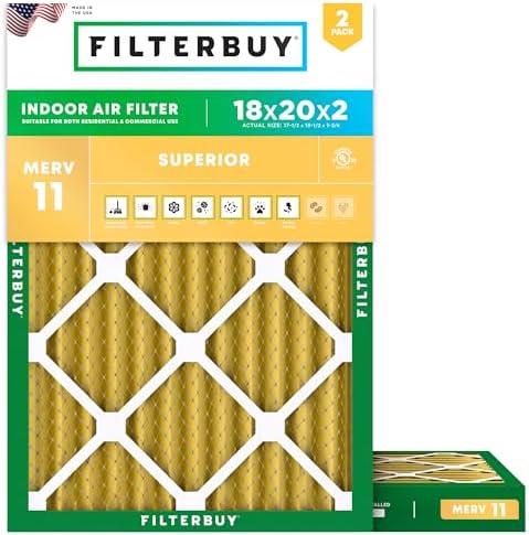 Filterbuy 18x20x2 Air Filter MERV 8 Essential Dust & Allergy Defense (6-Pack), Electrostatic Pleated HVAC AC Furnace Filters Replacement (Actual Size 17.50 x 19.50 x 1.75) -