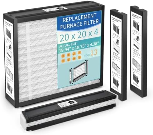 2-Pack 20x20x4 Replacement Air Filter for Honeywell FC100A1011, Lennox X0585 MERV 13 Allergy & Dust Defense, Pleated HVAC AC Furnace Filters(Actual Size 19.94 x 19.75 x 4.38 Inches) -