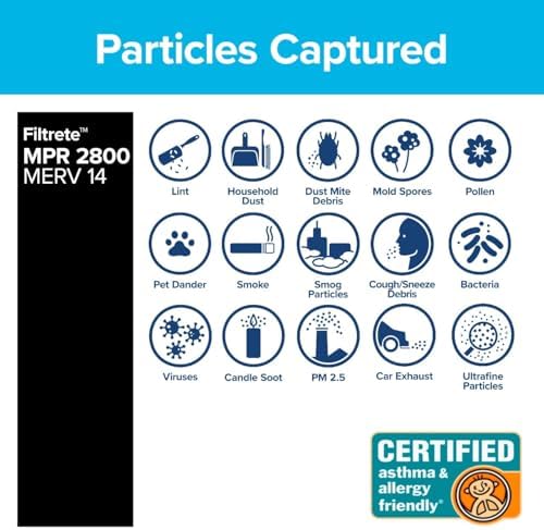 Filtrete 20x20x1 Air Filter MERV 14, MPR 2800 Healthy Living Ultrafine Particle 2-Pack, AC Furnace HVAC Filters for Home, 3-Month Pleated Electrostatic (Actual Size 19.69 x 19.69 x 0.81 in) - - Image 4