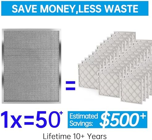 UBeesize 20x20x1 Reusable Air Filter - Washable, MERV 8,Permanent, Electrostatic - Lasts a Lifetime - Enjoy Fresher Air in Home and Office HVAC AC Furnace Systems (Actual Size 19.75x19.75x0.8 Inch) - - Image 2