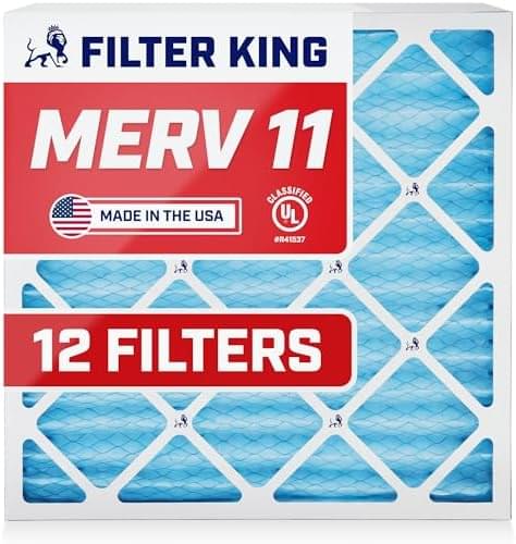 Filter King 16x20x1 Air Filter (MERV 11) (12-Pack) Dust & Allergy Control AC Furnace Filters, MADE IN USA, HVAC, Pleated, Electrostatic (Actual Size 15.5 x 19.5 x .75) -